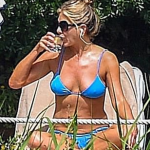 Jennifer Aniston Hard Nipples Blue Bikini