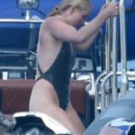Lindsey Vonn Ass and Hard Nipples in Wet Black Thong Bikini on Boat