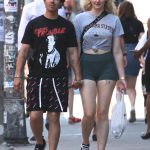 Sophie Turner Fat Cameltoe in Tight Fitness Shorts