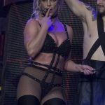 Britney Spears Hot Fishnets and Black Thong Strip Tease