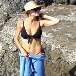 Charlotte McKinney Ass and Tits in Black Bikini in Capri