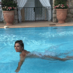 Elizabeth Hurley Topless Holding her Nipples Wet White Panties in a Pool 2