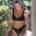 Halsey Tits and Ass in Black Bikini Mexico
