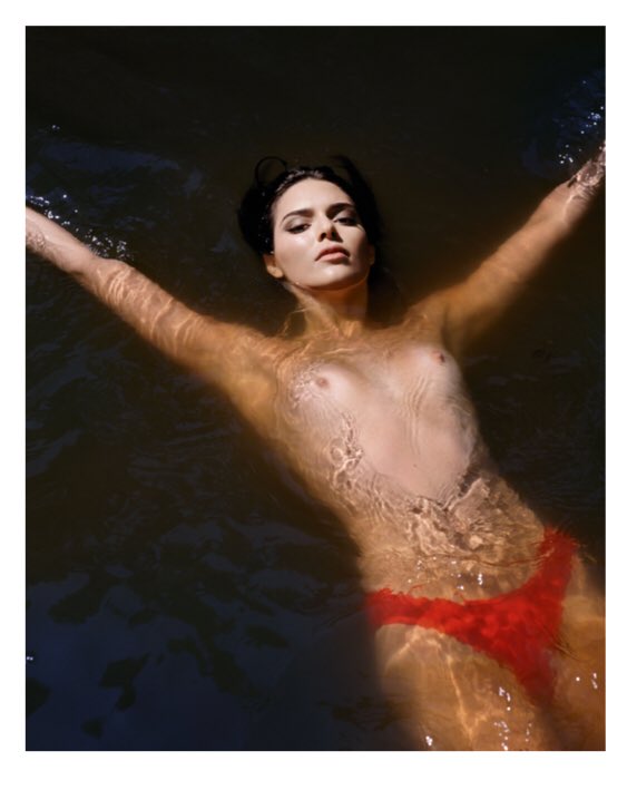 Kendall Jenner Topless In the Water Tiny Nips