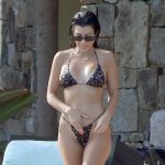 Kourtney Kardashian Pussy Print and Big Ass Leopard Bikini Hand Down her Thong