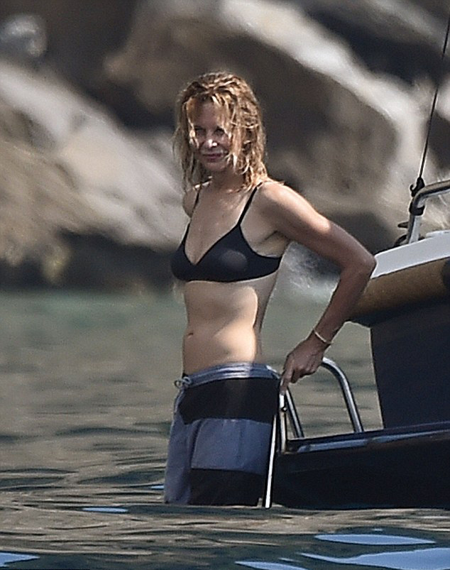 Meg Ryan Bikini Top and SHorts Getting Wet