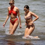 Olivia Culpo and Devon Windsor Bikini Tits and Pussy Print in Seaweed South BEach Miami