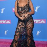 Rita Ora Nipples See Through Lace Black Dress Black Thong