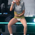 Rita Ora Panty Flash Upskirt White Panties on Stage