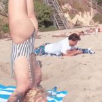 Skylar Grey Ass Upside Down Thong Stripped Swimsuit