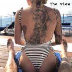 Skylar Grey Booty Stripped Swimsuit