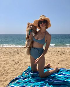 Tallula Willis Tits and Ass Tight Blue Bikini with a Dog