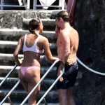irina shayk tits and ass in a pink bikini on vacation
