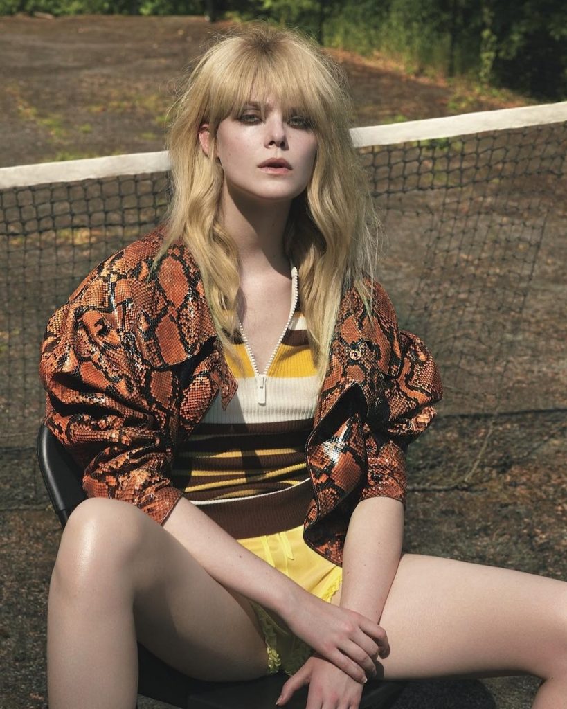 Elle Fanning Panty Flash Spread Legs for Vogue Japan