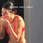 Kendall Jenner Tits Ass Pussy Print Red Bikini Covered in Cake with Bella Hadid