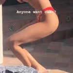 Kendall Jenner Tits Ass Pussy Print Red Bikini Covered in Cake with Bella Hadid 2
