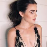Lucy Hale See Through Black Nude Shirt