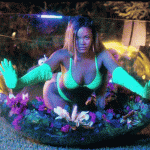 Rihanna Tits See Through Green Lace Bra and Panties Savage Fenty 8