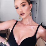 Rosie Huntington Whiteley Tits out Black Bra