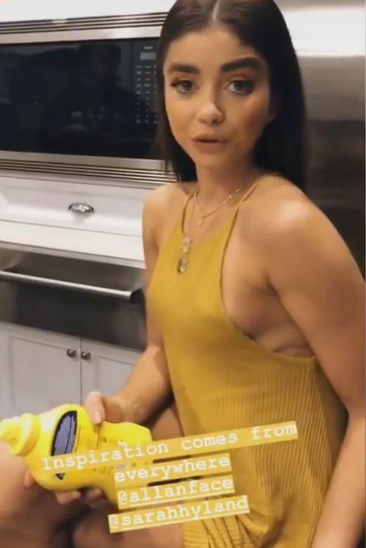 Sarah Hyland Weird Tits Yellow Dress Hard Nipples