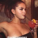 Selena Gomez Big New Tits New Face Drinking Cleavage
