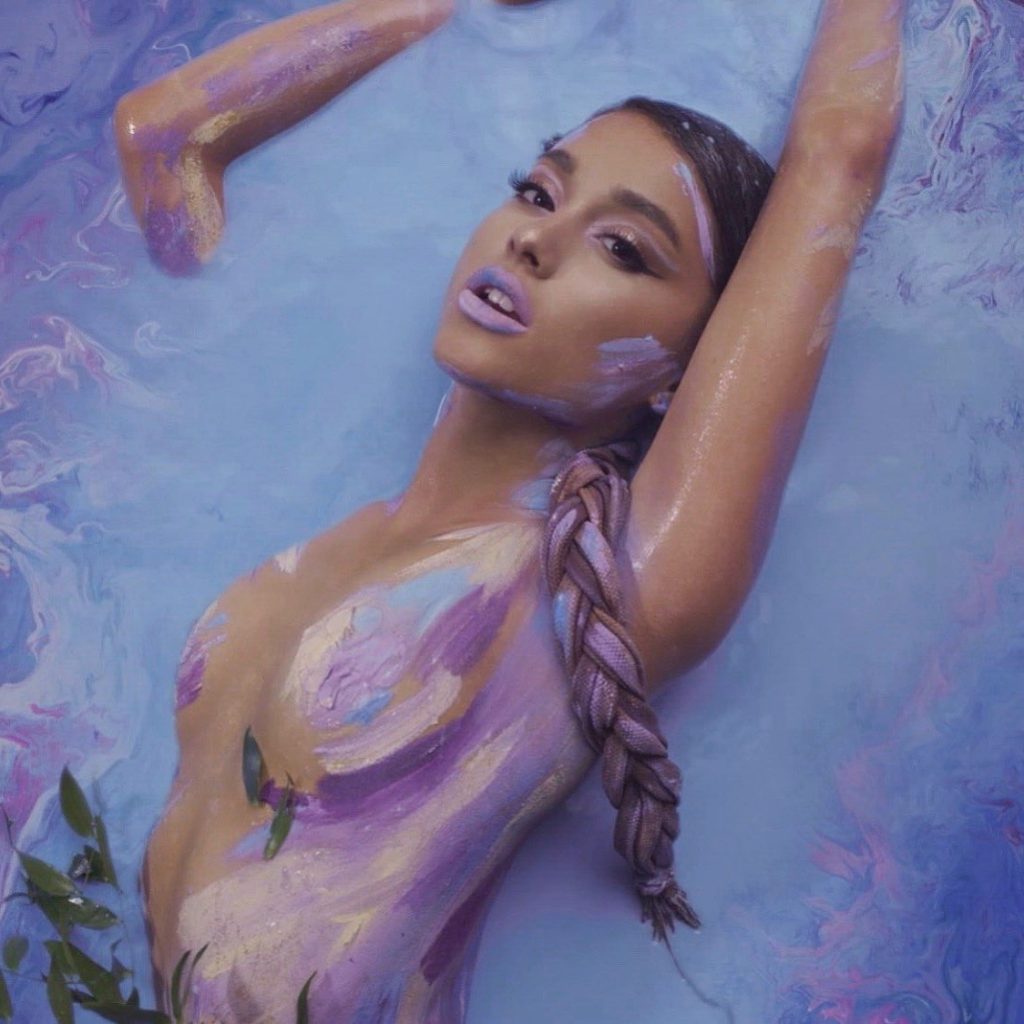 Ariana Grande Tits Nipples Covered Nude in Body Paint