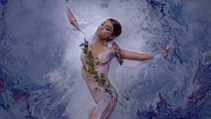 Ariana Grande Tits Nipples Covered Nude in Body Paint