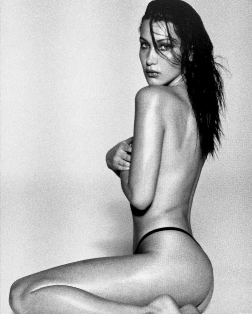 Bella Hadid Naked Covering her Nipples