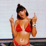 Charli XcX Big Tits Pussy Print Red Bikini