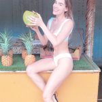 Christa B Allen Tits White Bikini Drinking