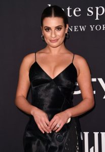 Lea Michele Big Tits Hard Nipples Black Dress