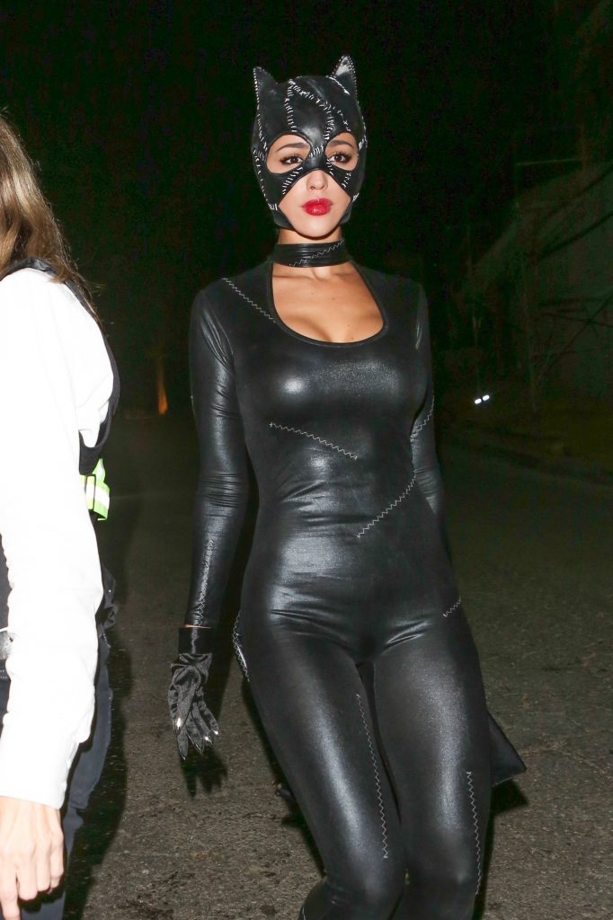 eiza gonzalez halloween black leather bodysuit Instagram