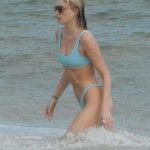 Elsa Hosk Wet Blue Bikini