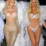 Kylie Jenner and Khloe Kardashian as Victorias Secret Angels Halloween