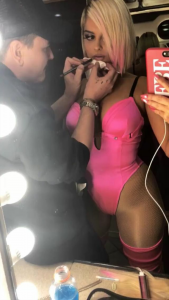 Bebe Rexha Erotica Big Tits Pink Tight Bodysuit Pussy Print 1
