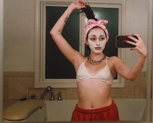Noah Cyrus Tits White Bra Face mask