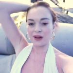 Lindsay Lohan Nipples Slip White Dress