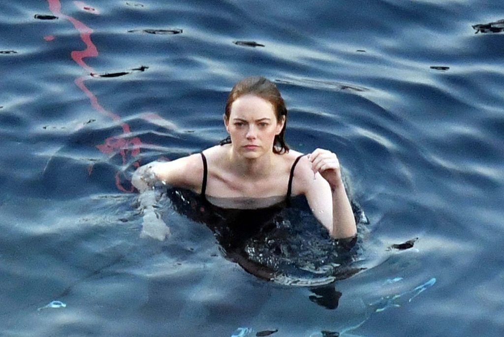 Emma Stone Getting Wet