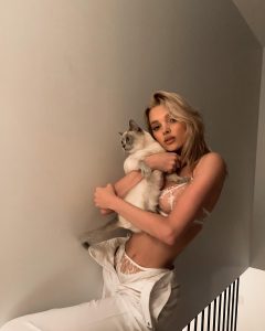 Elsa Hosk Lace Bra and Pussy