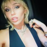 Miley Cyrus Cleavage Black Dress Mullet