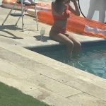 Bella Thorne Orange Bikini Pool Smoking
