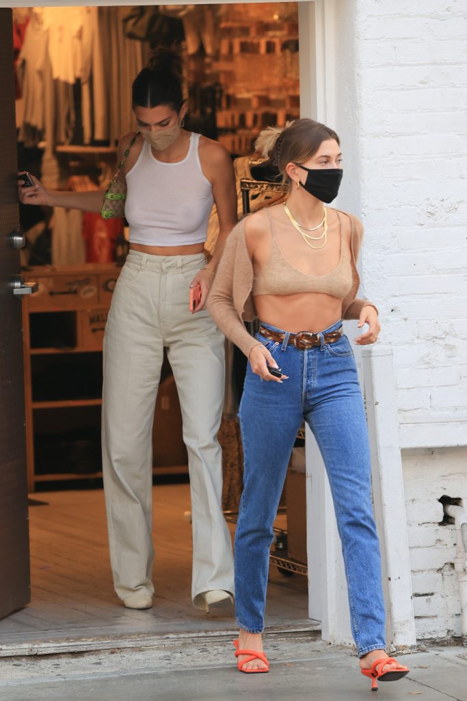 Kendall Jenner and Hailey Bieber Braless